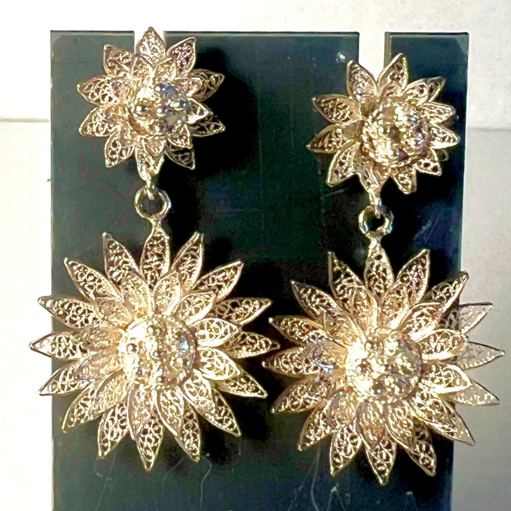 VINTAGE STERLING FILIGREE EARINGS